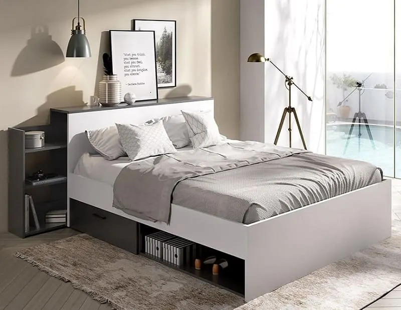 Cama juvenil M204 - Blanco y Wengué vista 2