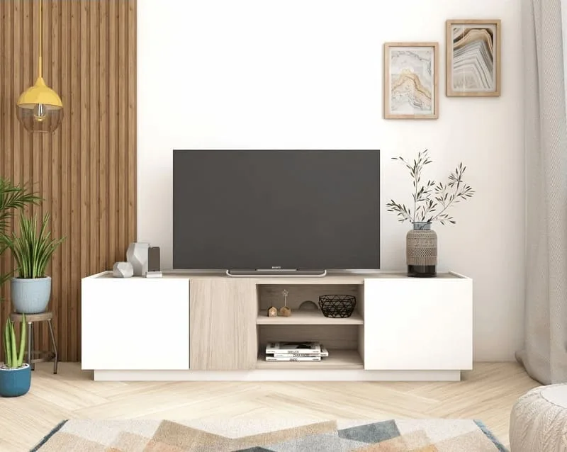 Mueble de Tv M264 - Blanco y Ceniza