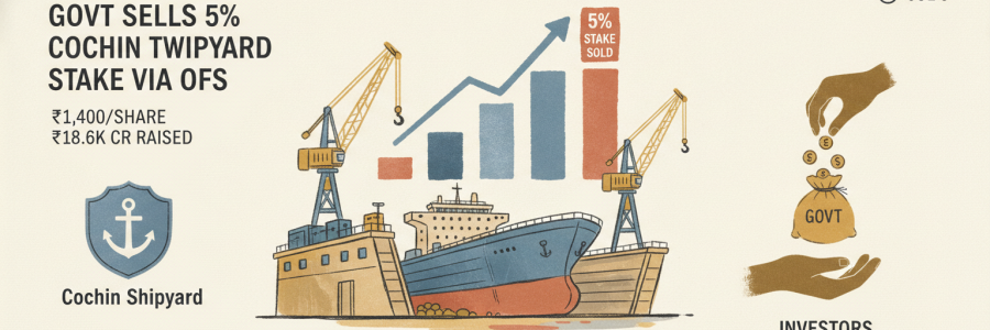 Govt Sells 5% Cochin Shipyard Stake via OFS