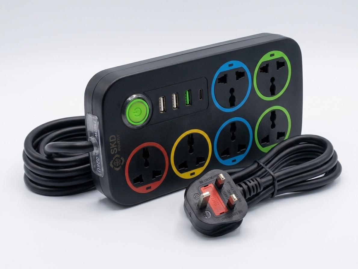 SKD 2500W Multi-Socket Power Strip with USB & Type-C (026U) image 2
