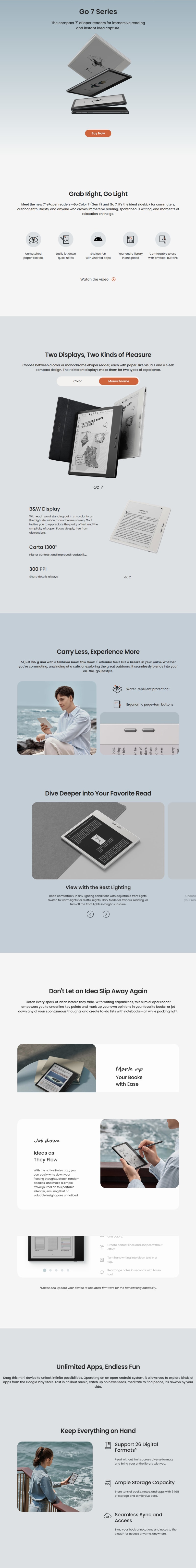 ONYX BOOX Go 7 ePaper Reader - Black infographic