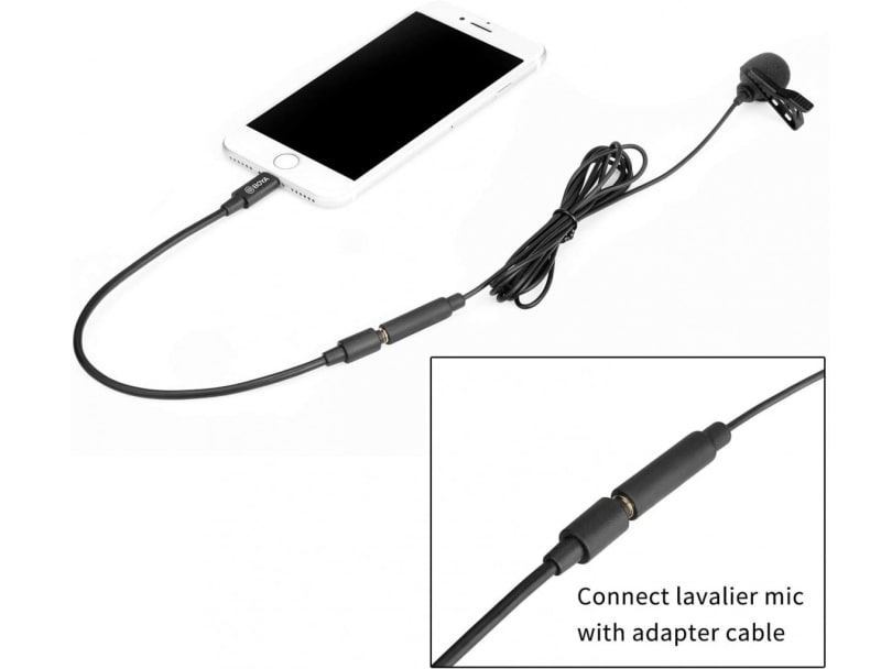Boya BY-M2 Lavalier Clip On Lapel Microphone for iOS Devices infographic 1 of 3