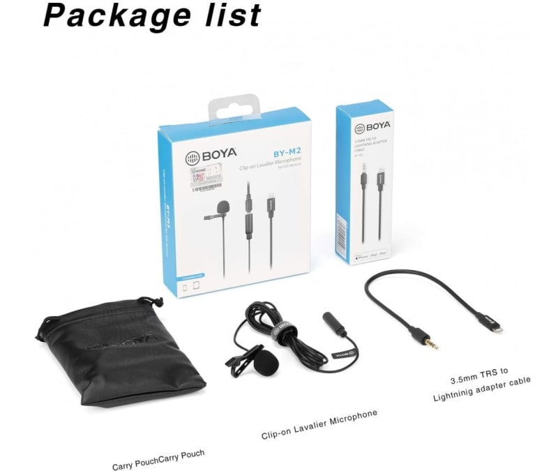 Boya BY-M2 Lavalier Clip On Lapel Microphone for iOS Devices infographic 3 of 3