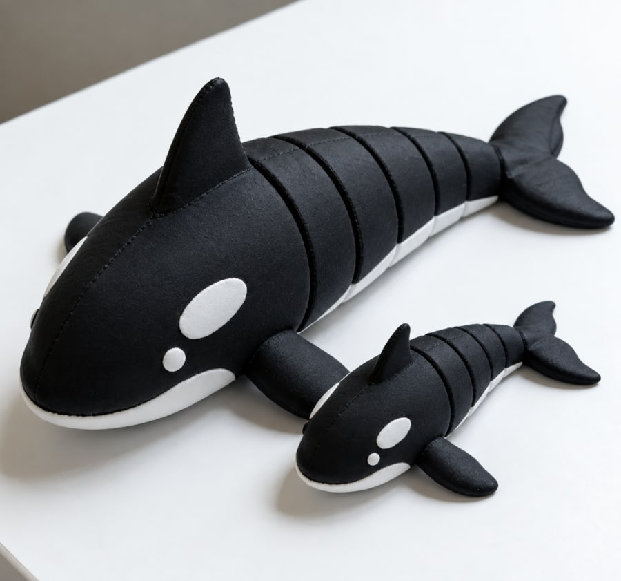 Orca Mamá Sensorial Articulada — juguete impreso en 3D
