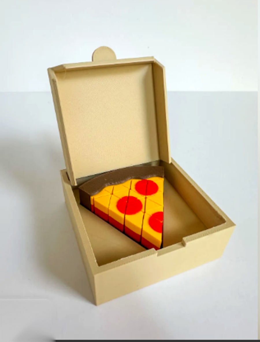 Rebanada de Pizza Sensorial Antiestrés (con caja mini) — juguete impreso en 3D