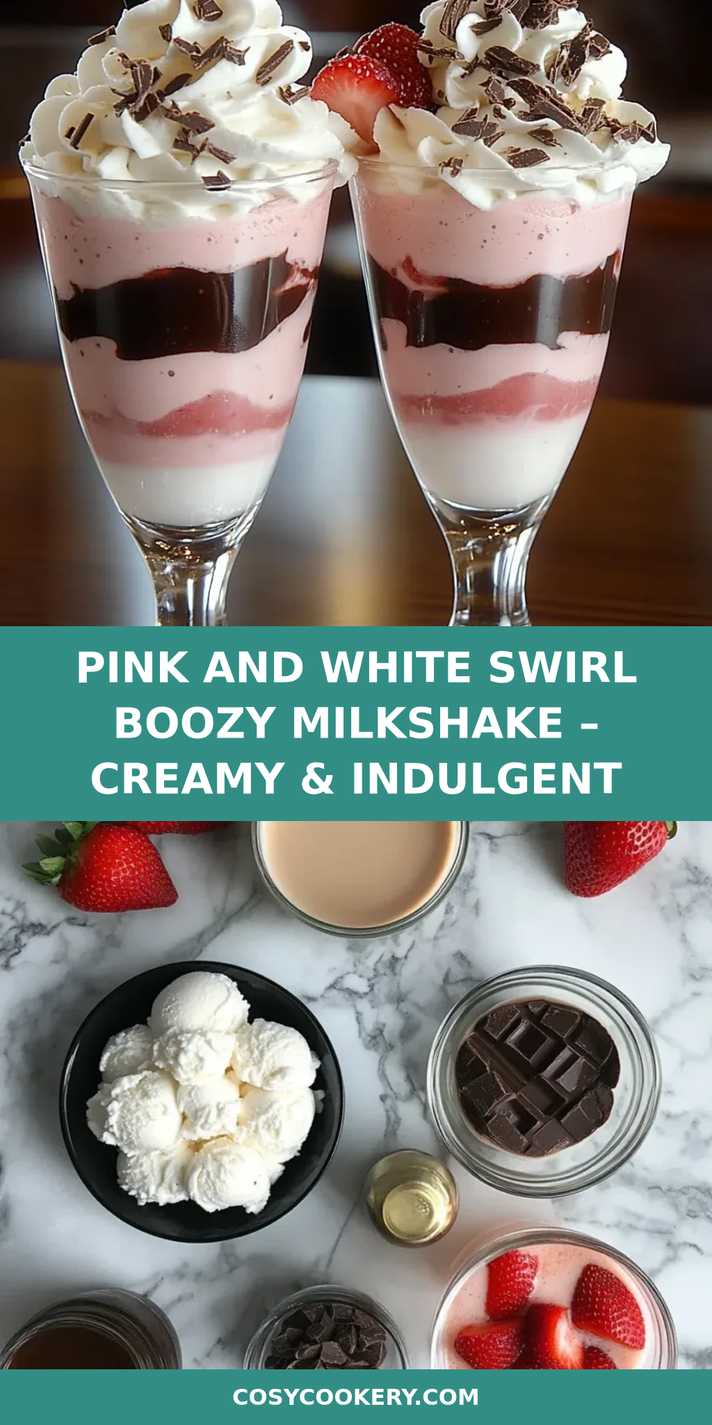 Pink and White Swirl Boozy Milkshake – Creamy & Indulgent