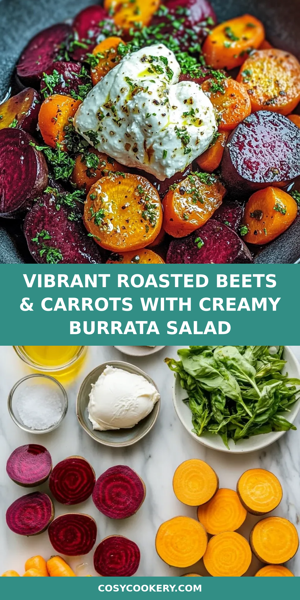 Vibrant Roasted Beets & Carrots with Creamy Burrata Salad