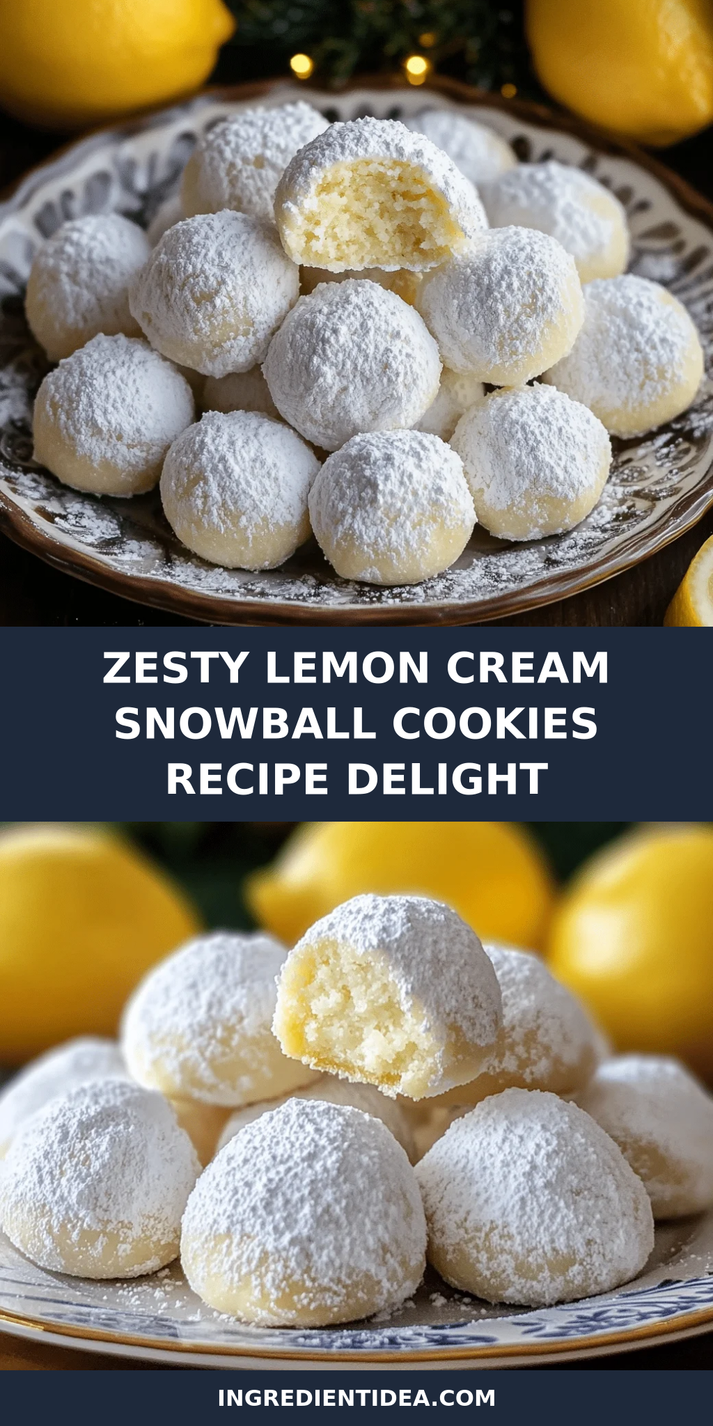 Zesty Lemon Cream Snowball Cookies Recipe Delight