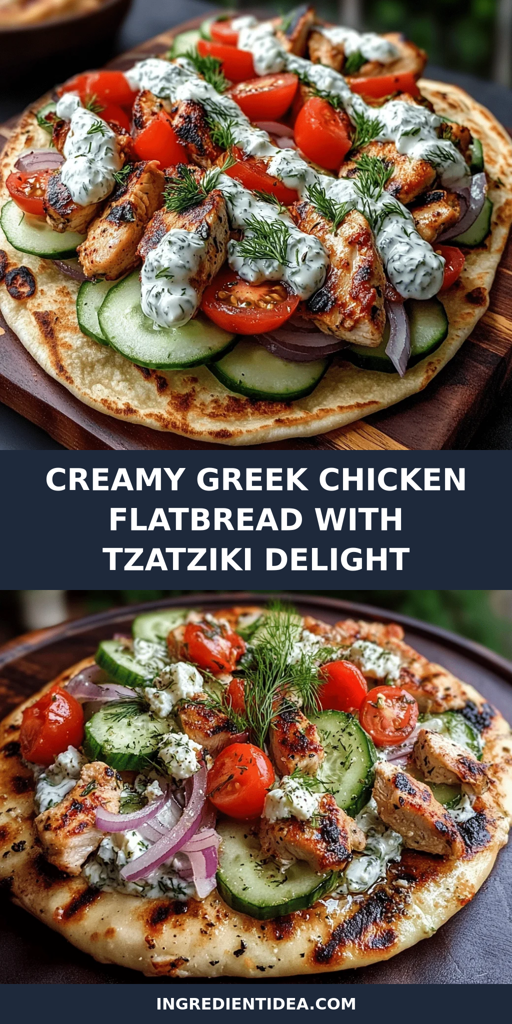 Creamy Greek Chicken Flatbread with Tzatziki Delight