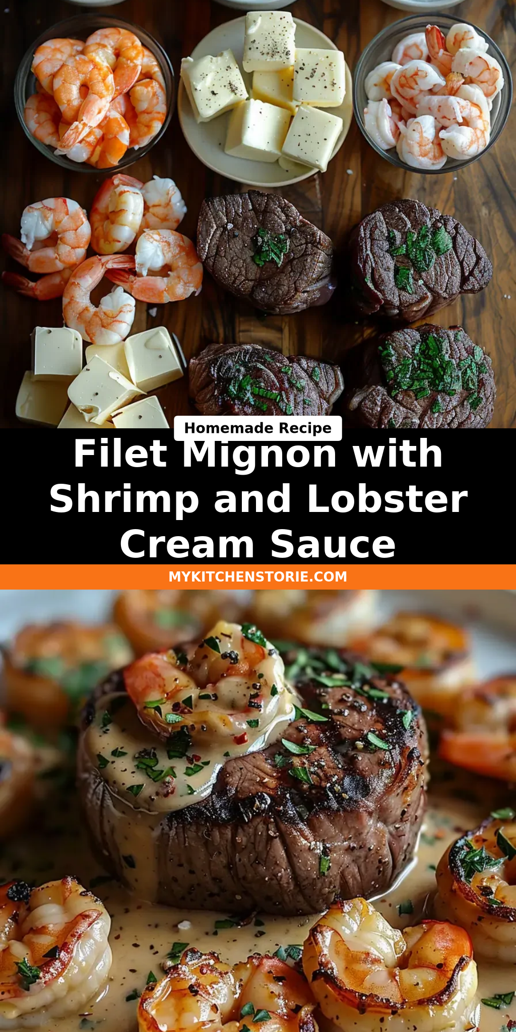 Filet Mignon with Shrimp and Lobster Cream Sauce