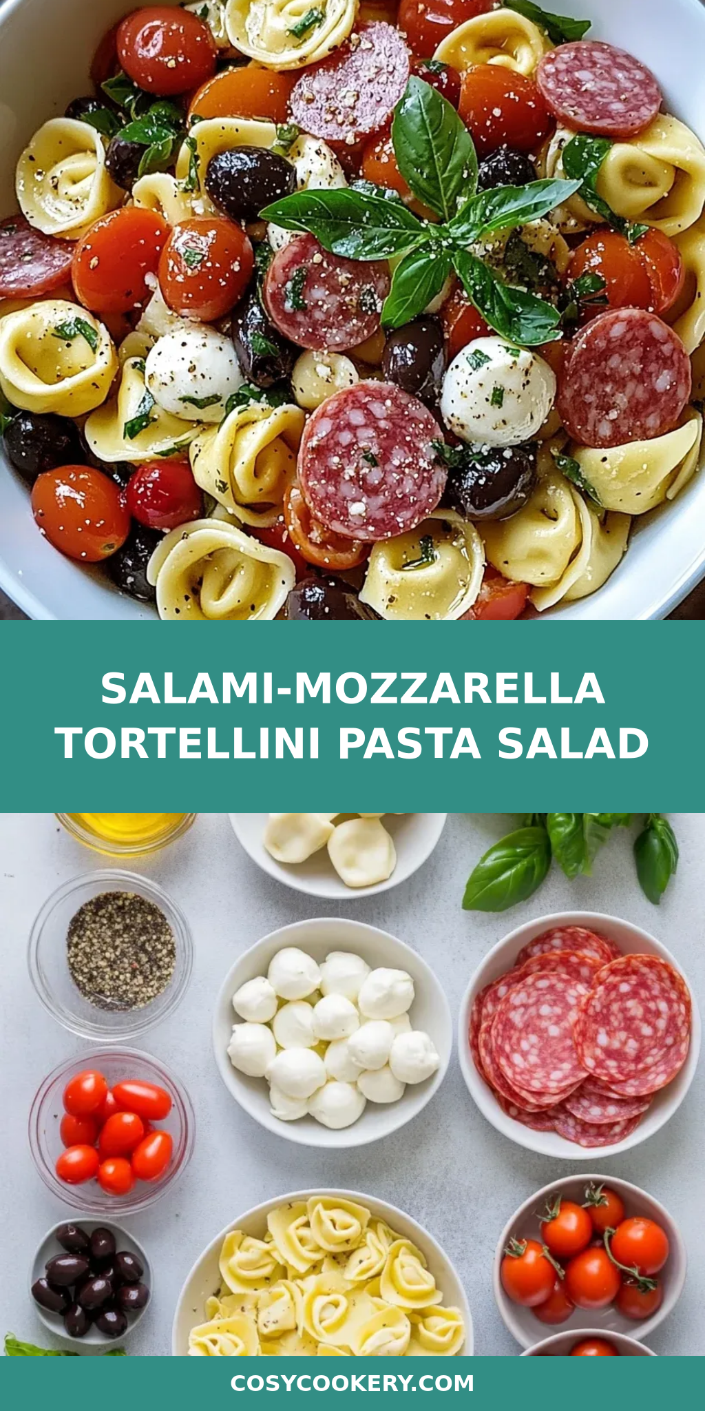 Salami-Mozzarella Tortellini Pasta Salad