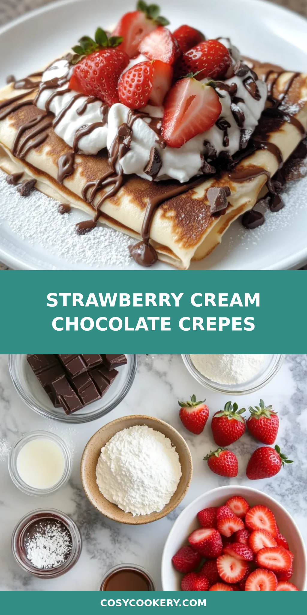 Strawberry Cream Chocolate Crepes