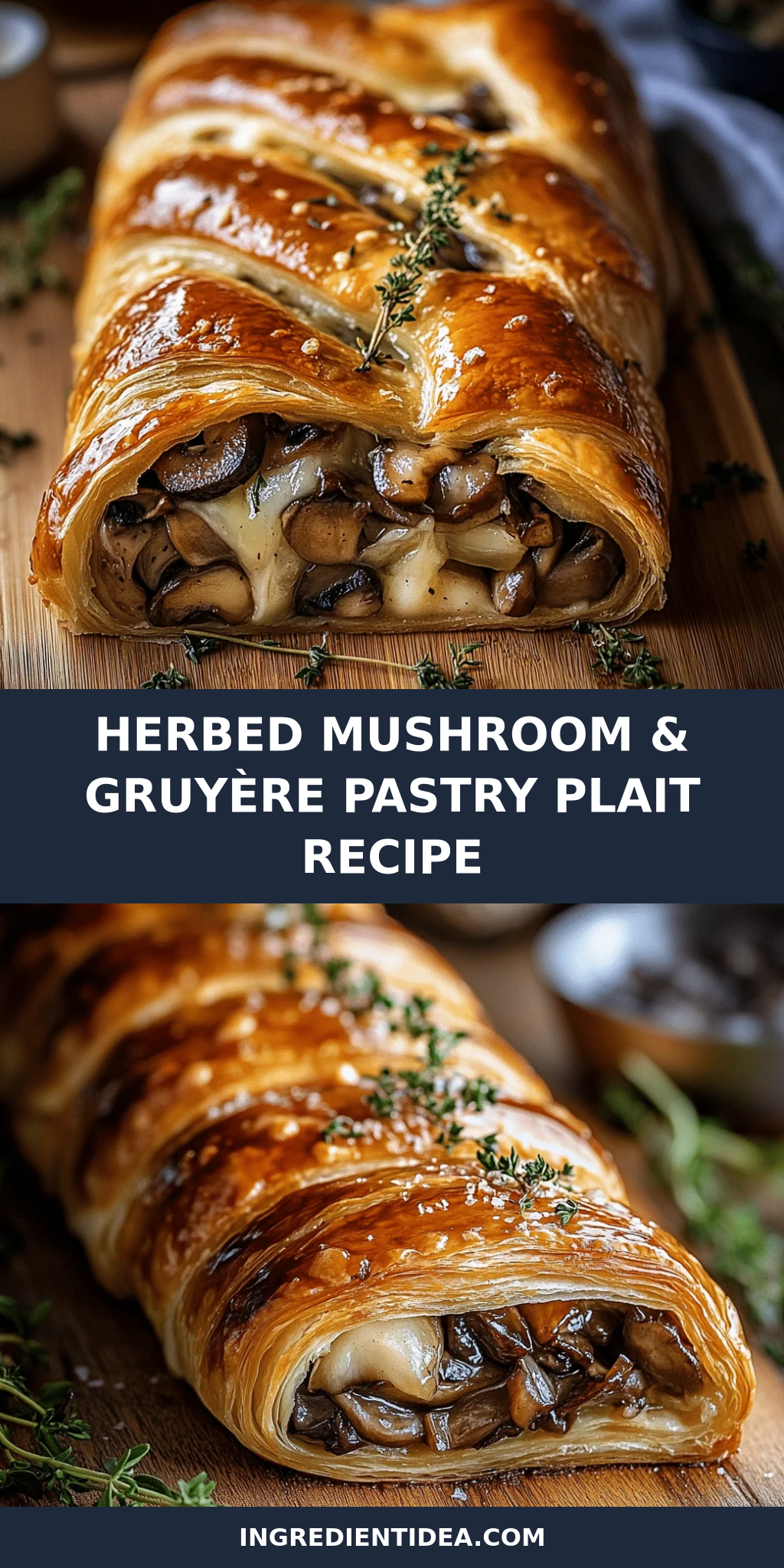 Herbed Mushroom & Gruyère Pastry Plait Recipe
