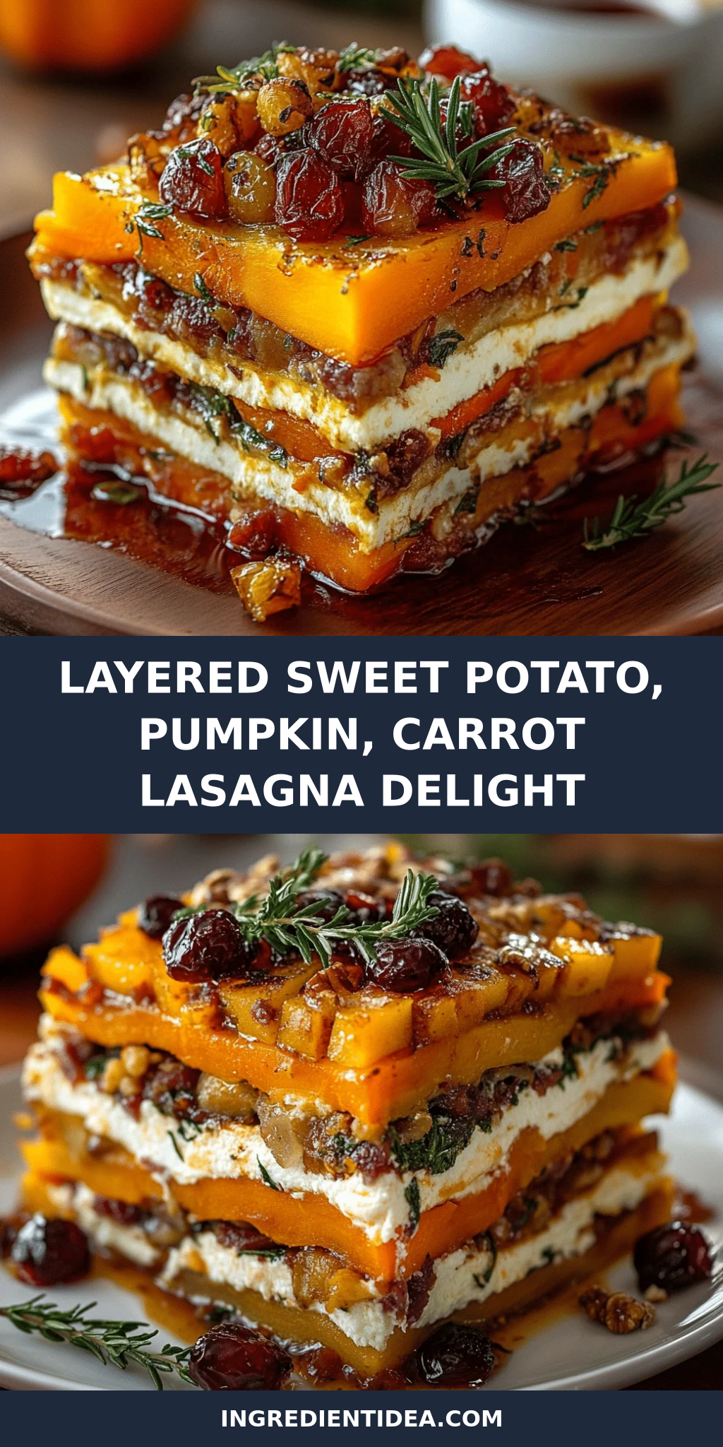 Layered Sweet Potato, Pumpkin, Carrot Lasagna Delight