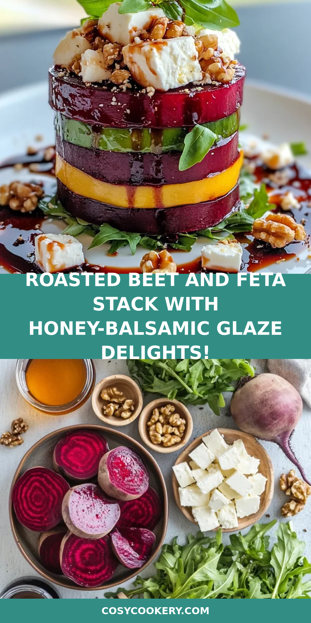 Roasted Beet and Feta Stack with Honey-Balsamic Glaze Delights!