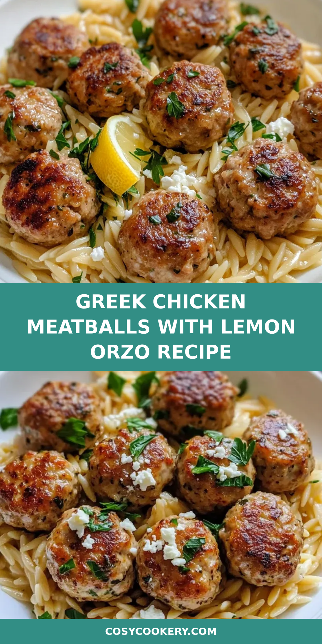 Greek Chicken Meatballs with Lemon Orzo Recipe