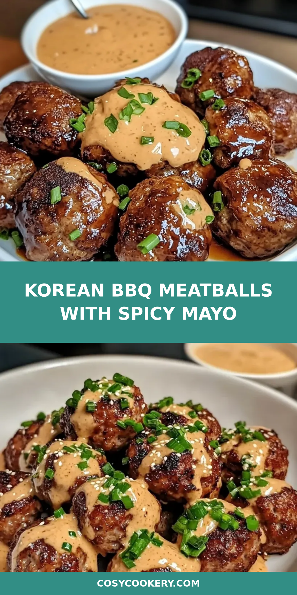 Korean BBQ Meatballs with Spicy Mayo