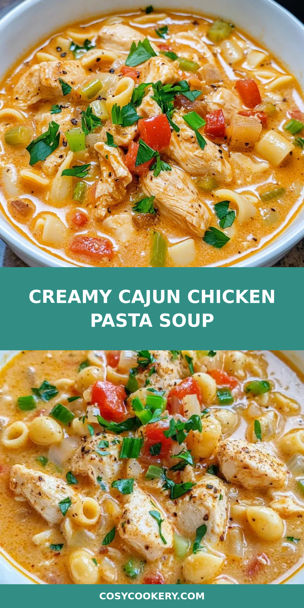 Creamy Cajun Chicken Pasta Soup