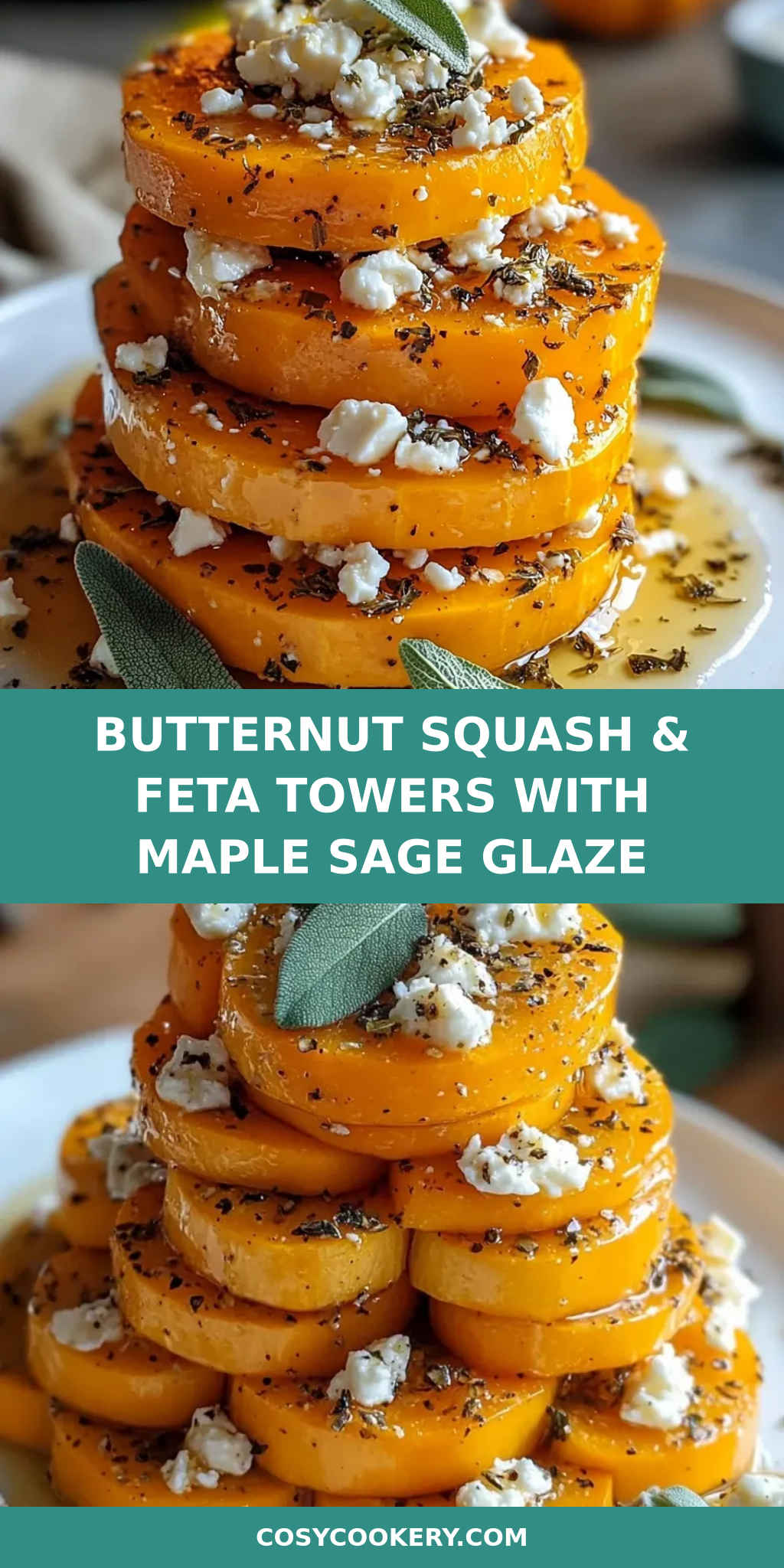 Butternut Squash & Feta Towers with Maple Sage Glaze