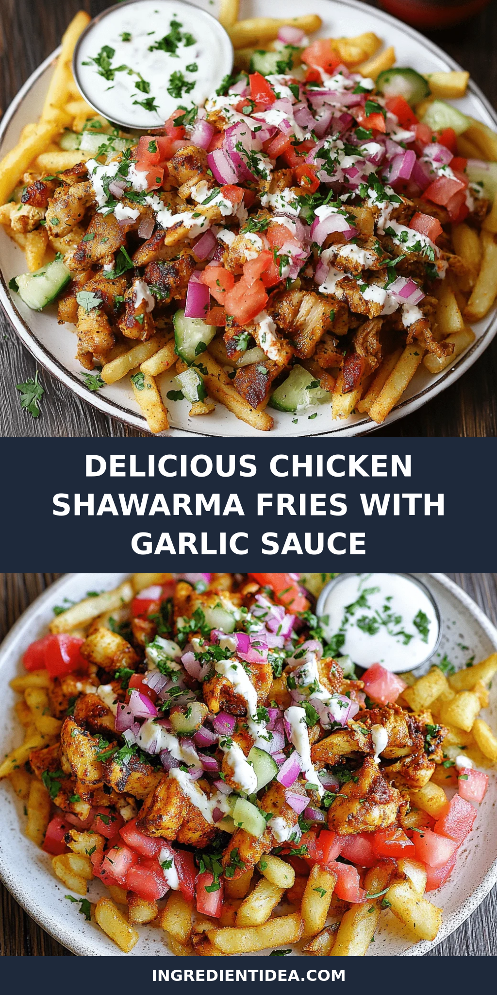 Delicious Chicken Shawarma Fries with Garlic Sauce