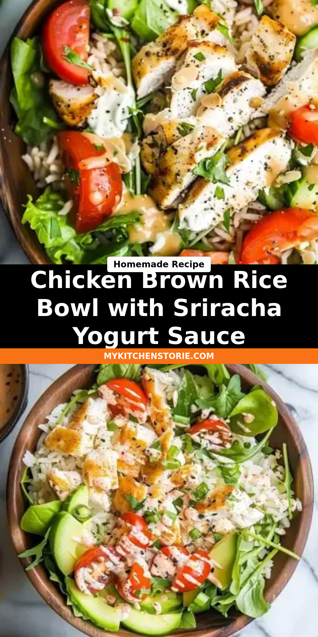 Chicken Brown Rice Bowl with Sriracha Yogurt Sauce