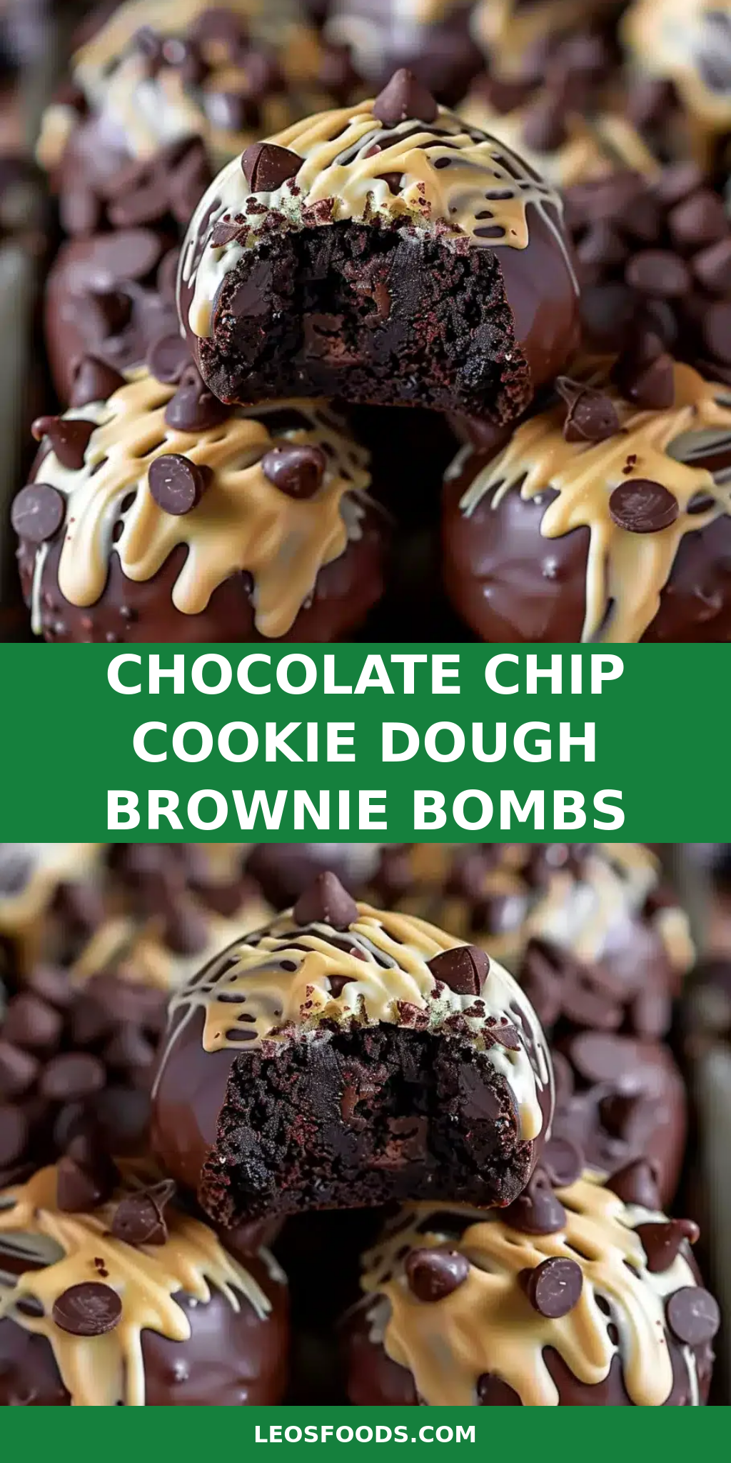 Chocolate Chip Cookie Dough Brownie Bombs