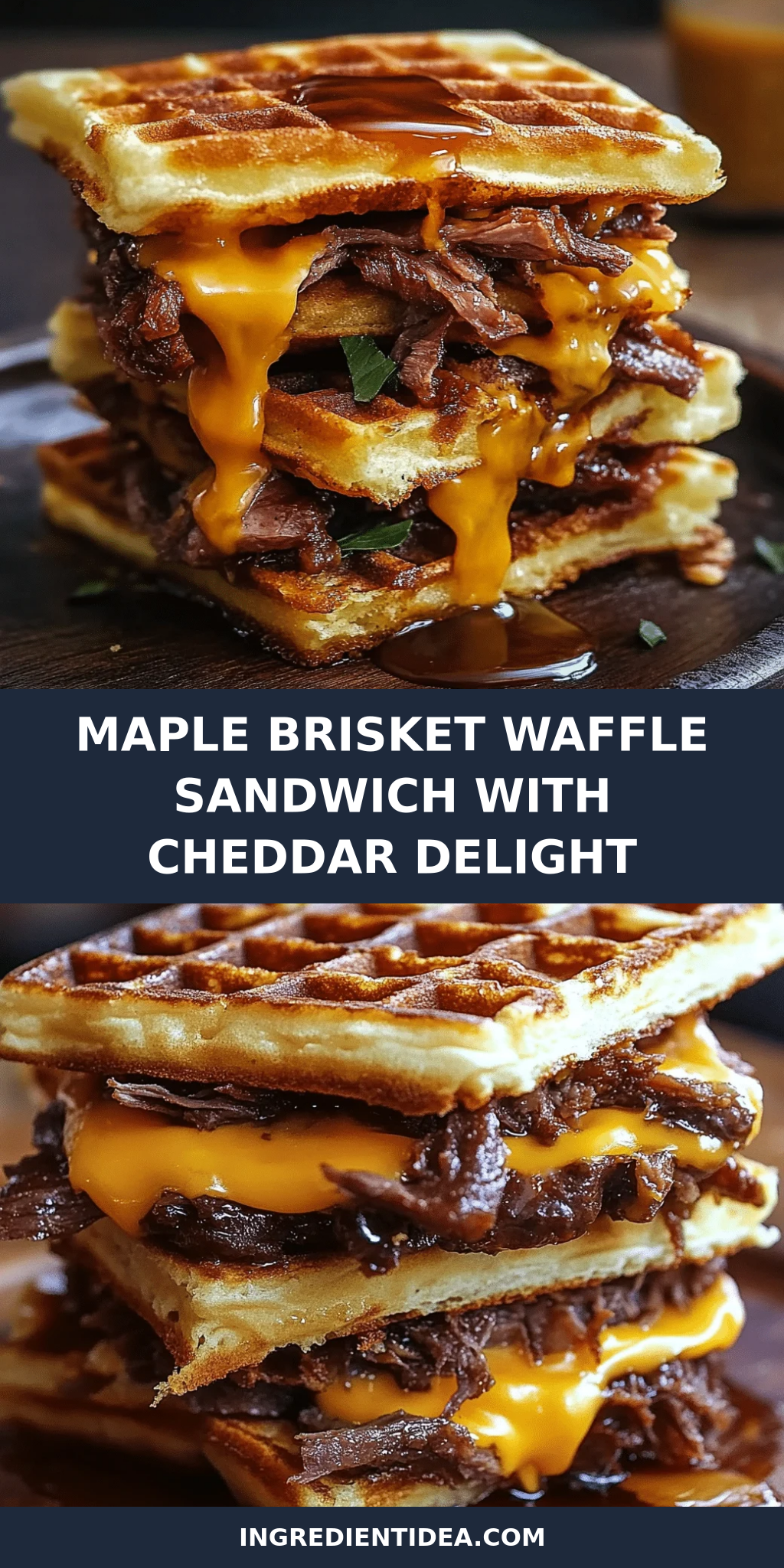 Maple Brisket Waffle Sandwich with Cheddar Delight