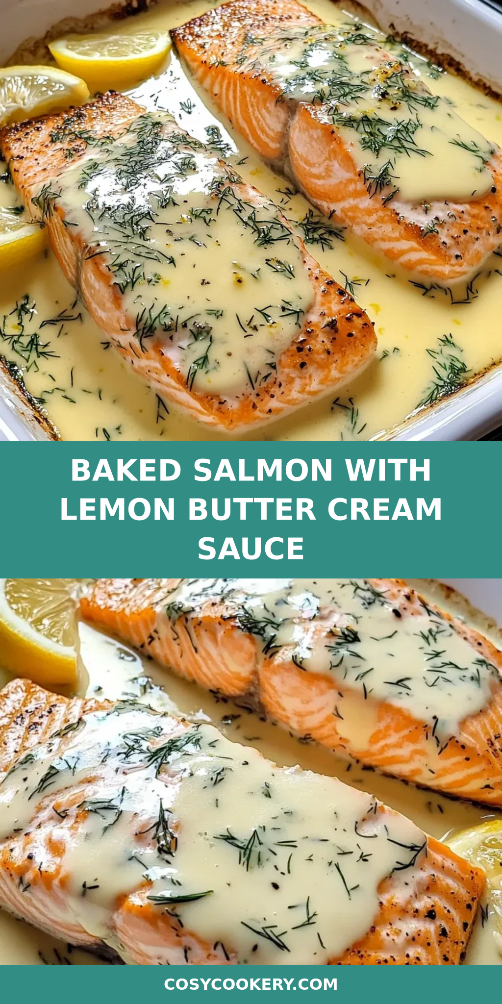 Baked Salmon with Lemon Butter Cream Sauce