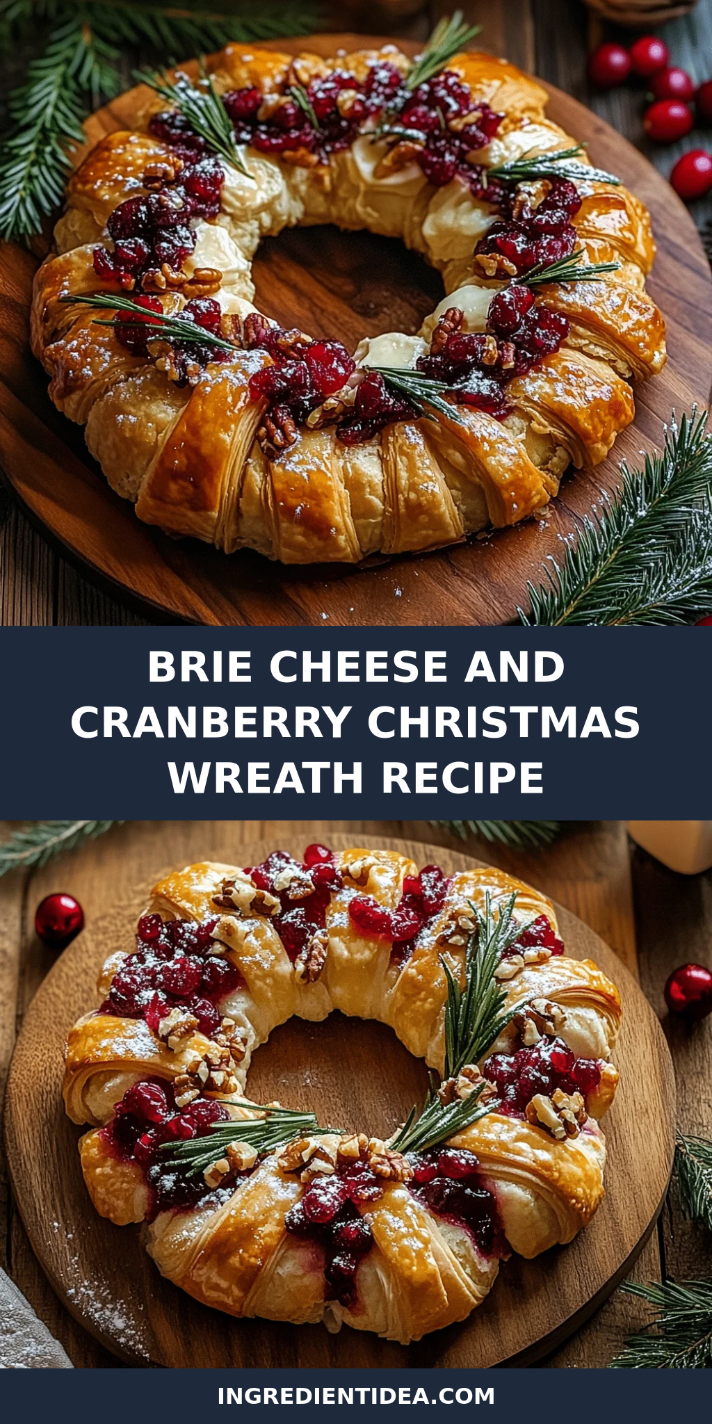 Brie Cheese and Cranberry Christmas Wreath Recipe