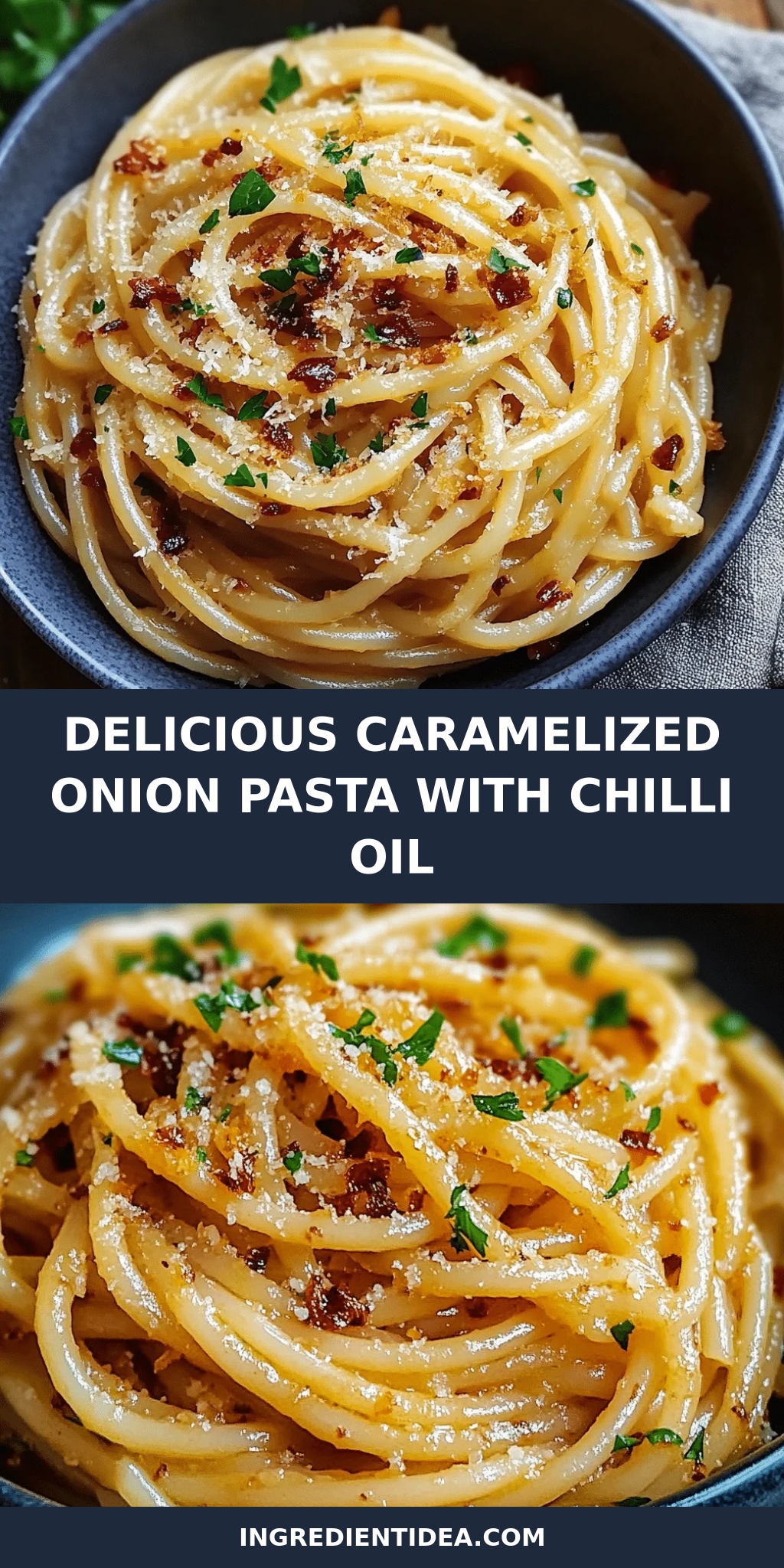Delicious Caramelized Onion Pasta with Chilli Oil