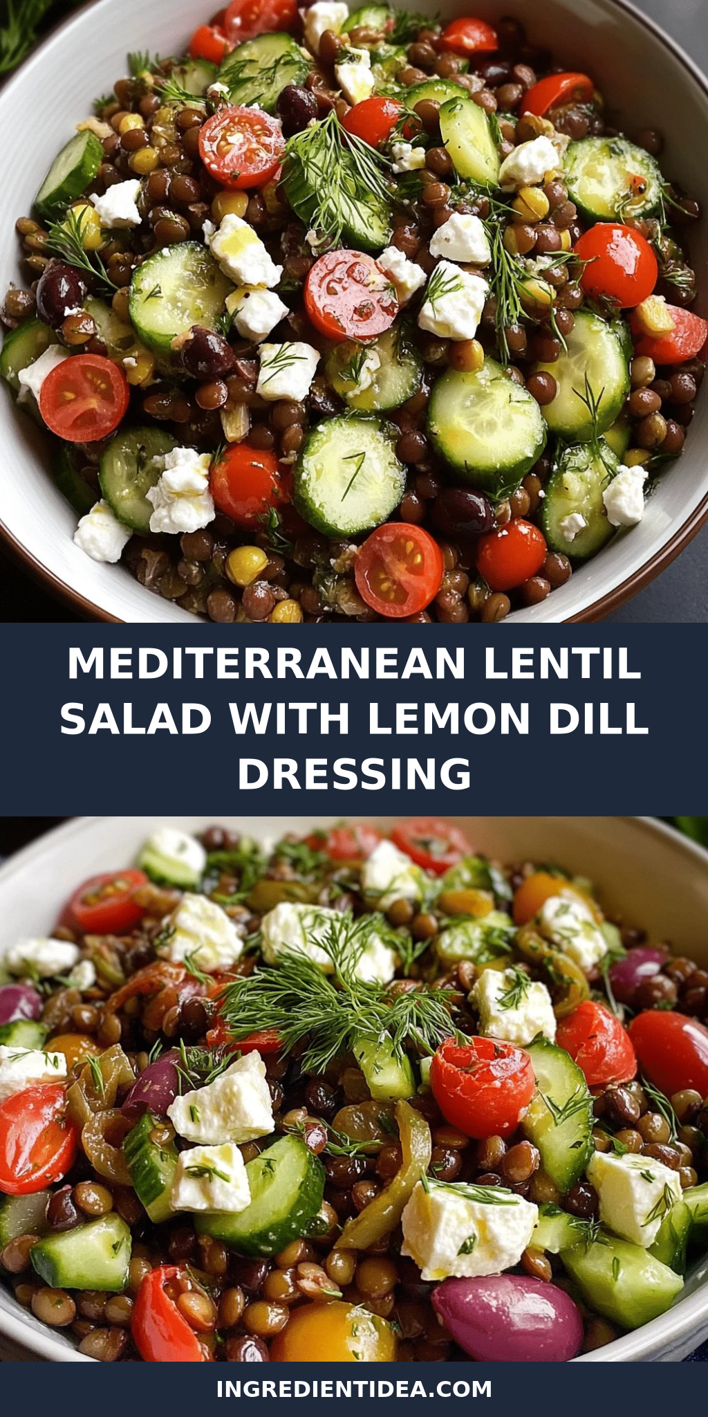 Mediterranean Lentil Salad with Lemon Dill Dressing