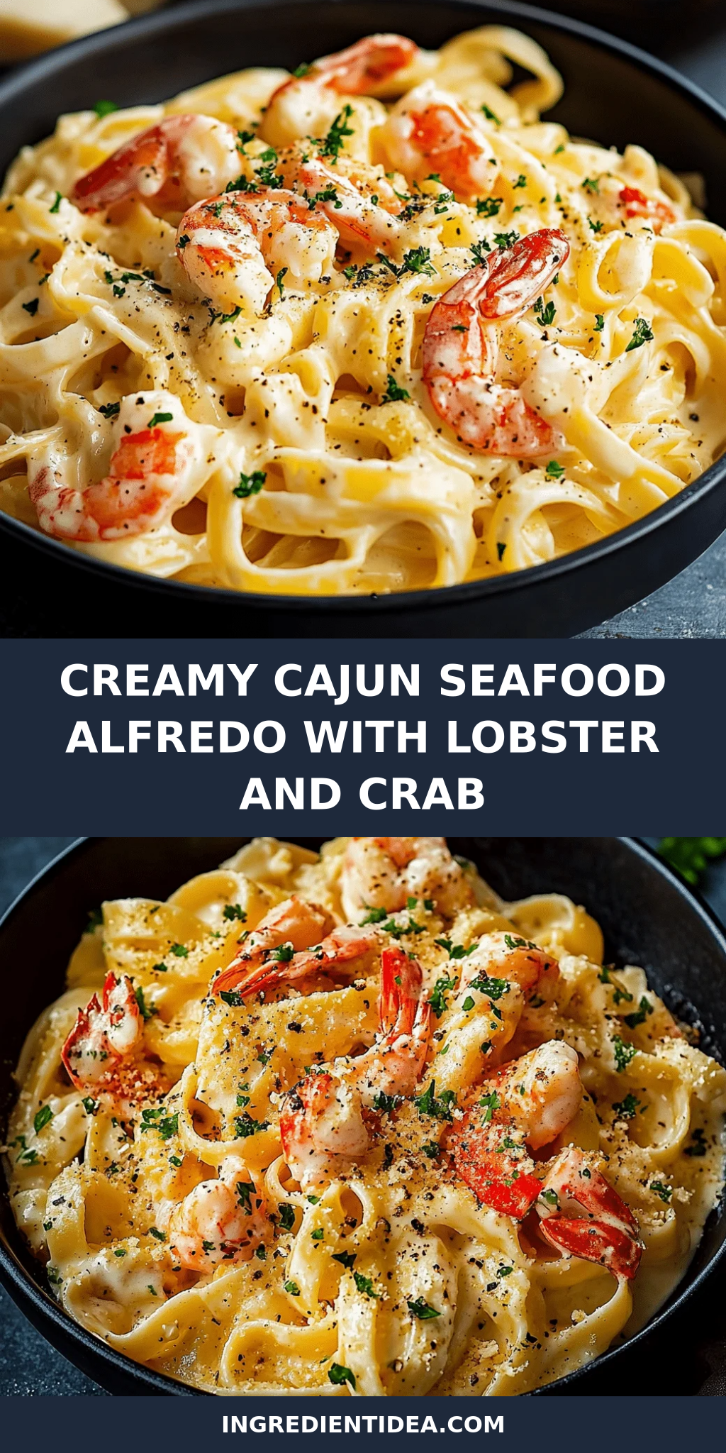 Creamy Cajun Seafood Alfredo with Lobster and Crab