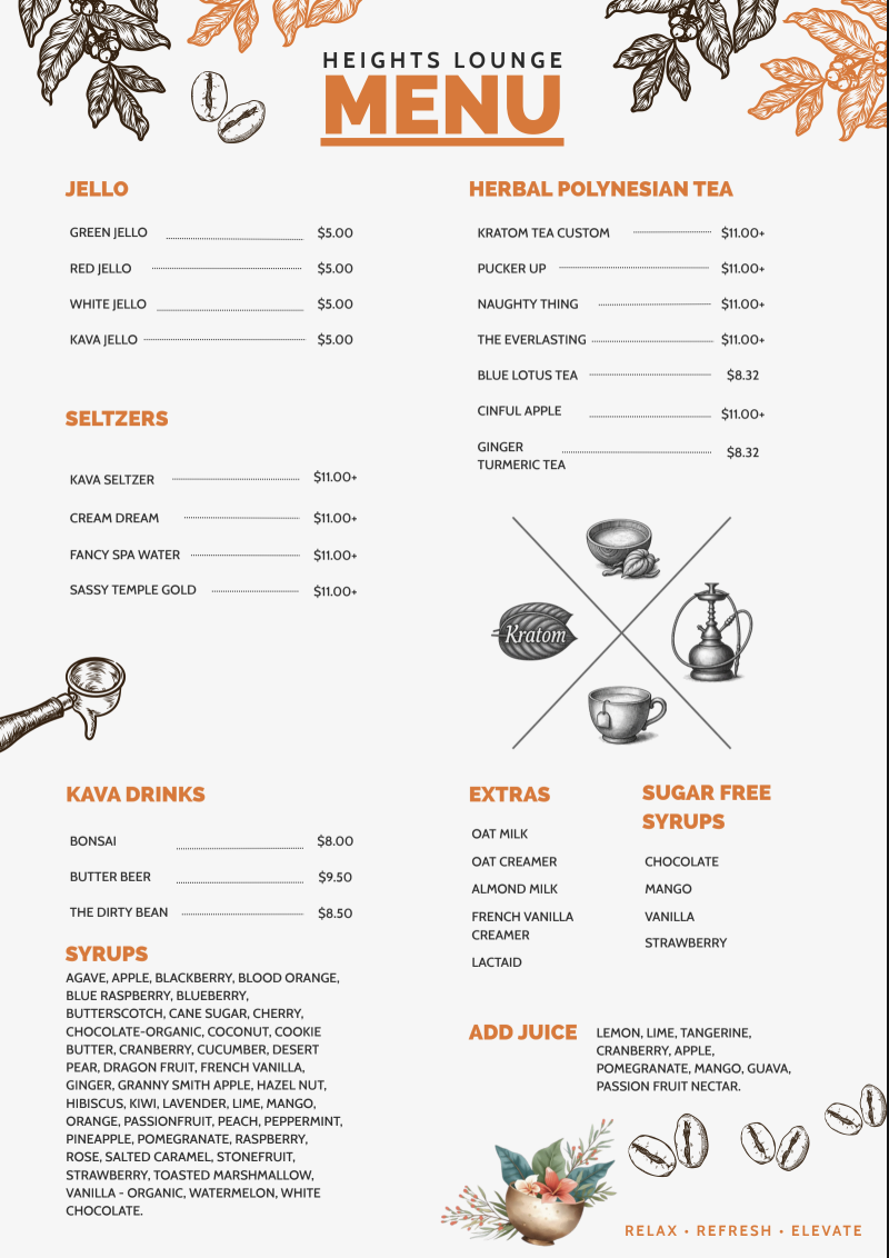 Heights Lounge Menu