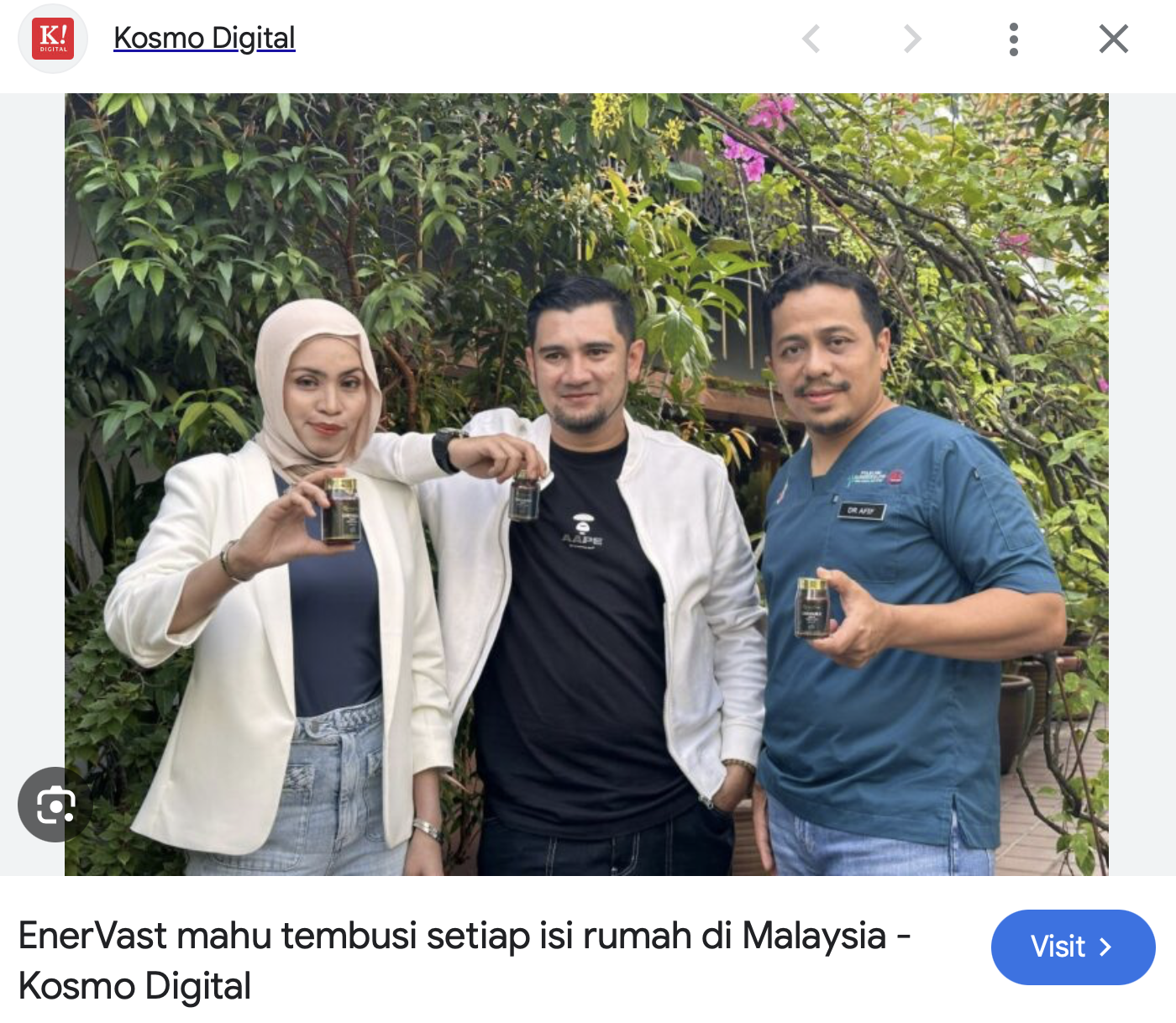 Artikel Kosmo! Online tentang EnerVast