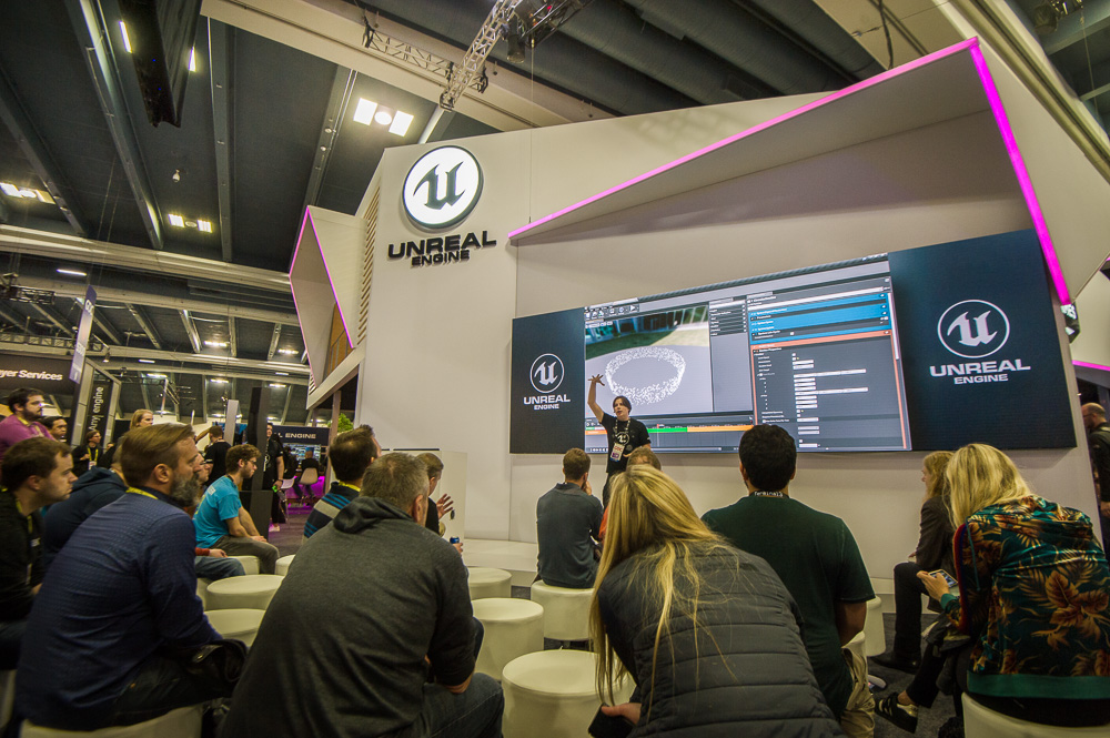 Chris Murphy giving a presentation on Unreal Engine's Niagra VFX particle system at the Games Developer Conference (GDC) in San Francisco 2019.