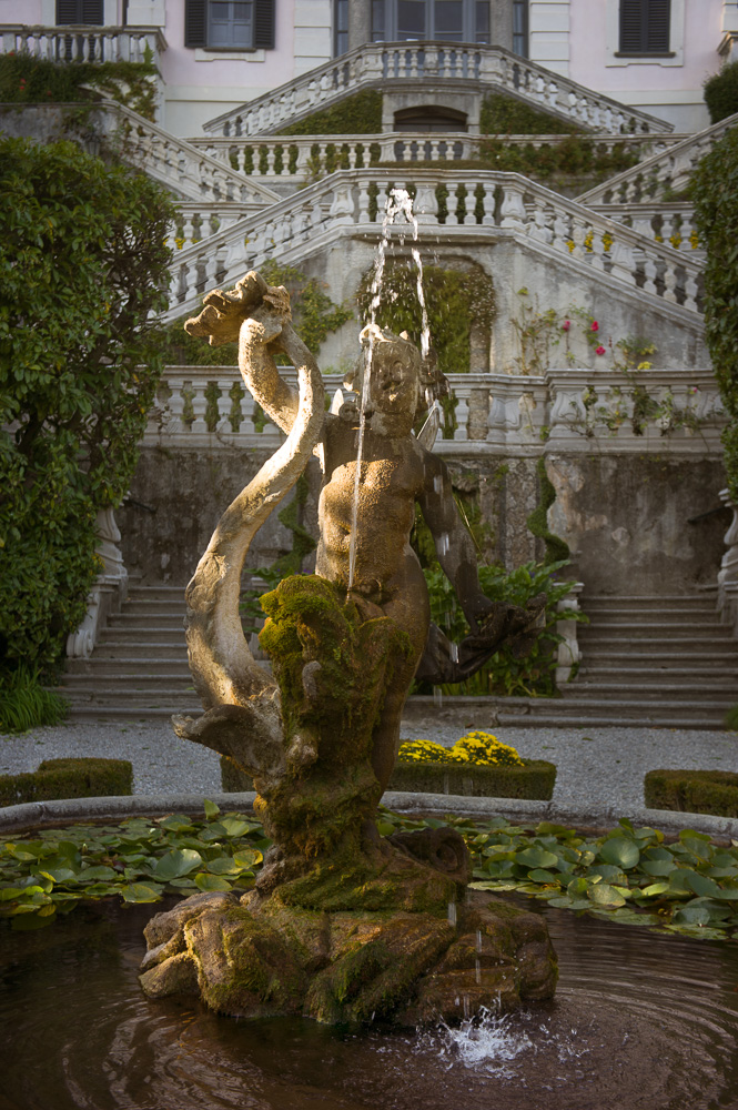 Statue fountain at entrance of Villa Carlotta, Lake Como, Italy 2011.