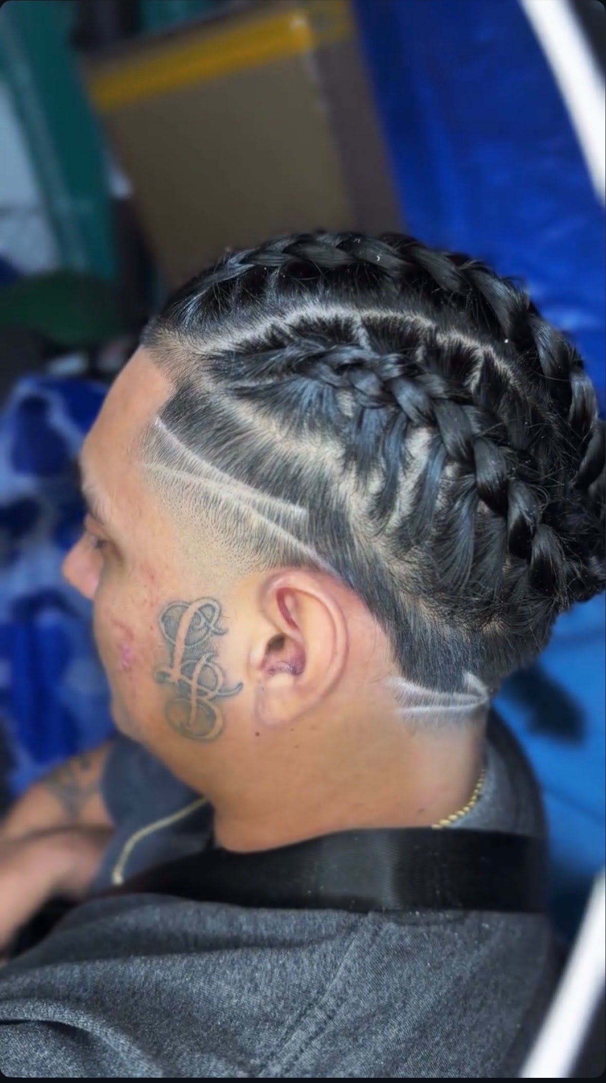 Back and side profile of a mid fade