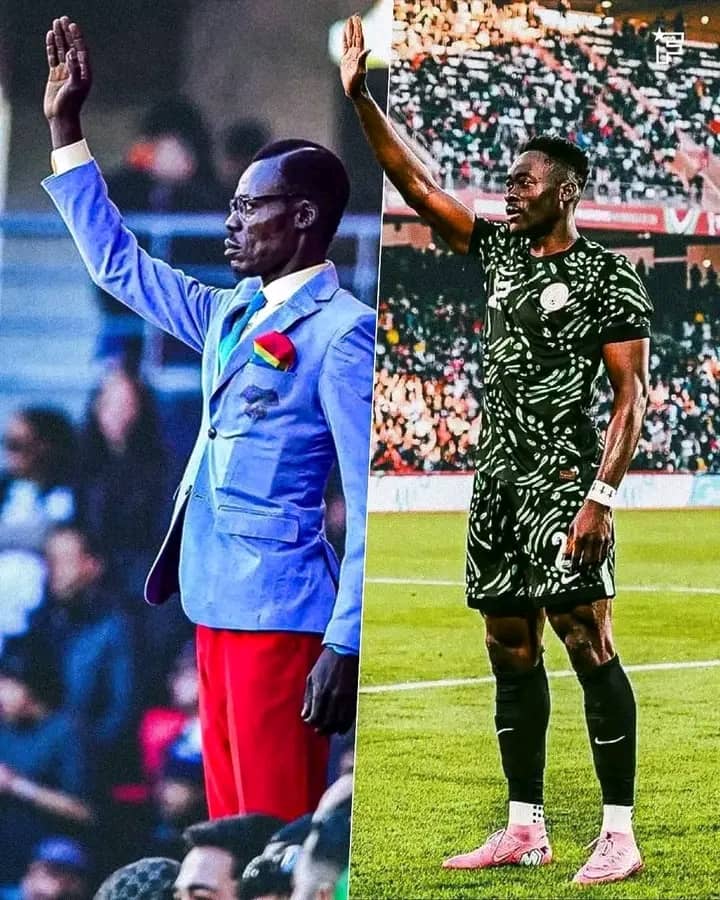 Revenge for DR Congo:Akor Adams recreates iconic fan statue style Celebration.