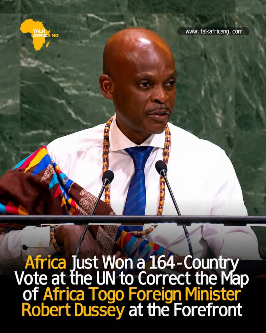 Africa Wins: 164 Countries Vote at the UN to Correct the Map, Togo's Robert Dussey Leads the Charge.