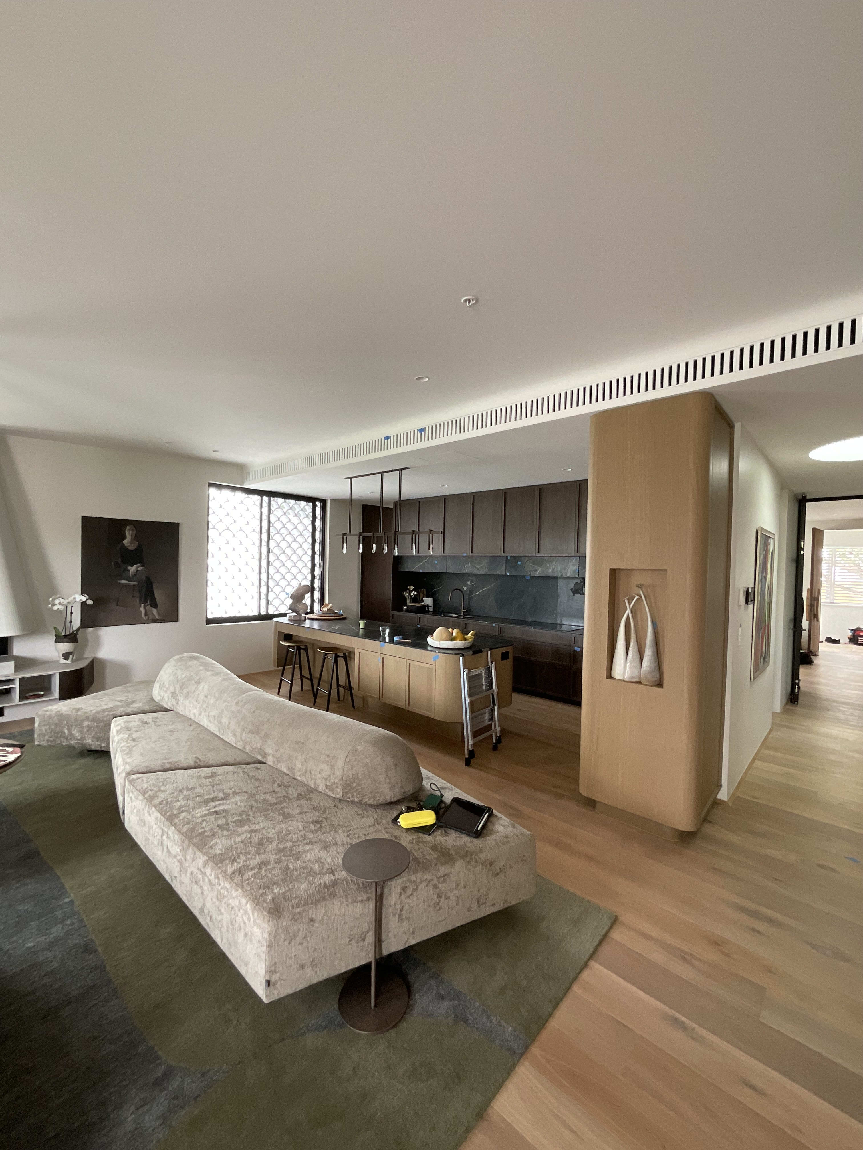 Rose Bay open plan living area frame