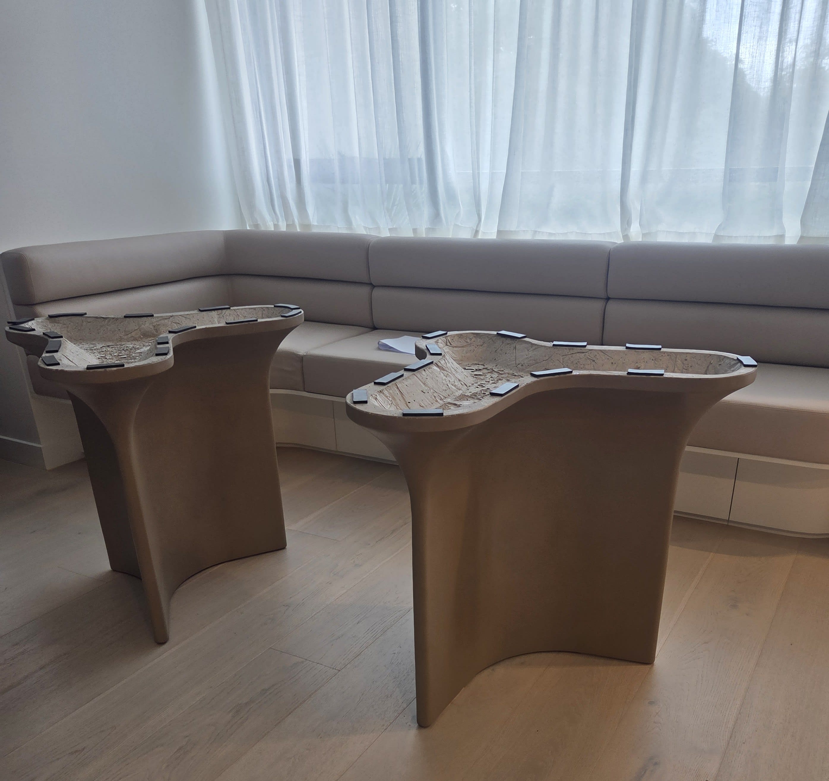 Custom banquette area table legs