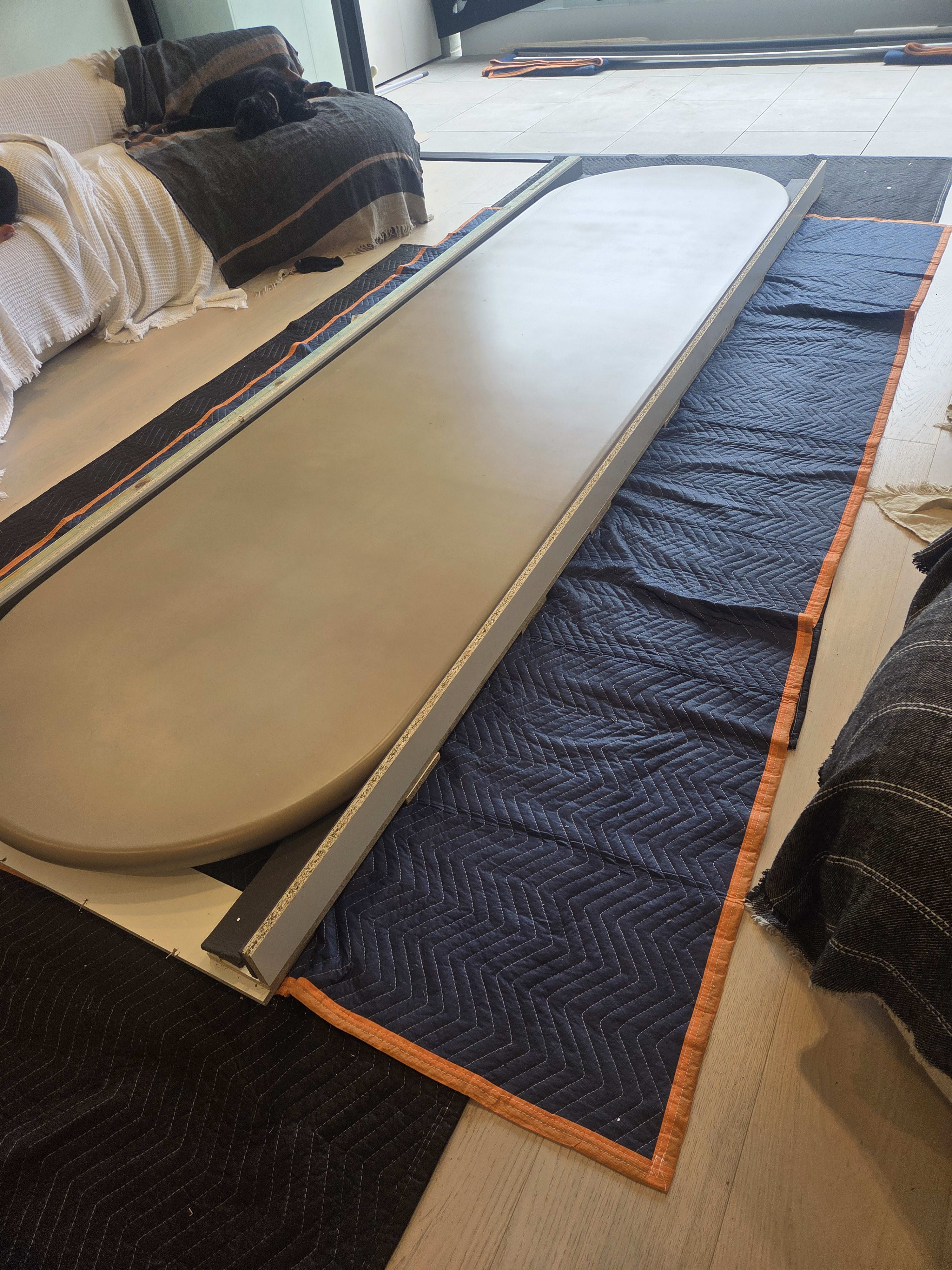 3.6m concrete dining table top in 1 solid piece
