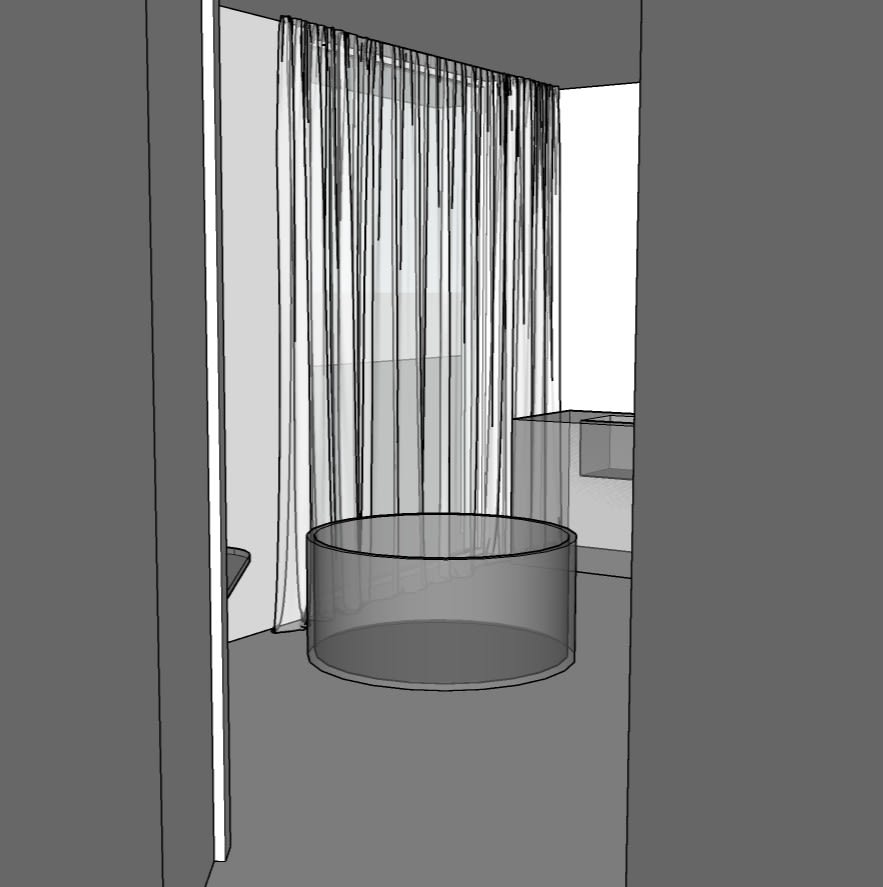 Concept rendering of the freestanding bath in the resolved ensuite design by Patina Design Studio