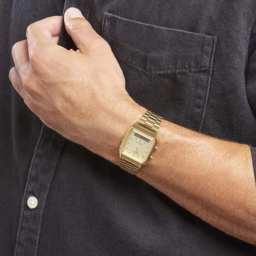 Casio – Double montre digitale/analogique – Bracelet inoxydable doré – AQ-230GA-9DMQ Casio – Double montre digitale/analogique – Bracelet inoxydable doré – AQ-230GA-9DMQ