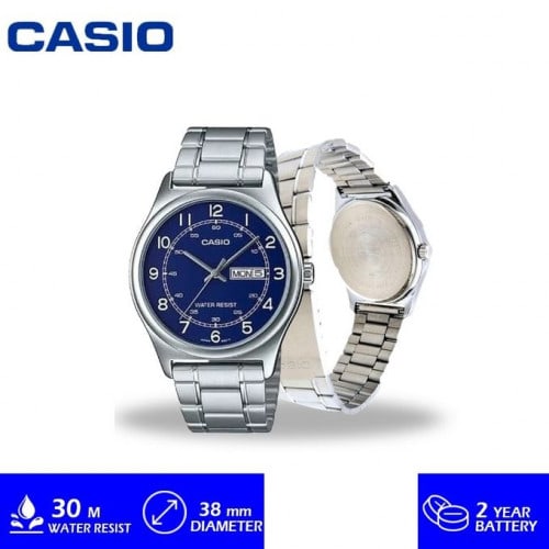 Casio – Homme – Cadran bleu – Dateur « jour/mois » – Acier inoxydable – MTP-V006D-2BUDF Casio – Homme – Cadran bleu – Dateur « jour/mois » – Acier inoxydable – MTP-V006D-2BUDF