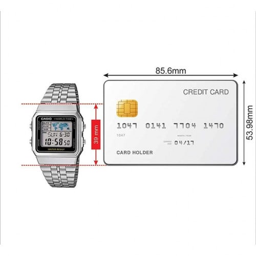 Casio – Homme – Vintage argenté – Bracelet en acier inoxydable – A500WA-7DF Casio – Homme – Vintage argenté – Bracelet en acier inoxydable – A500WA-7DF