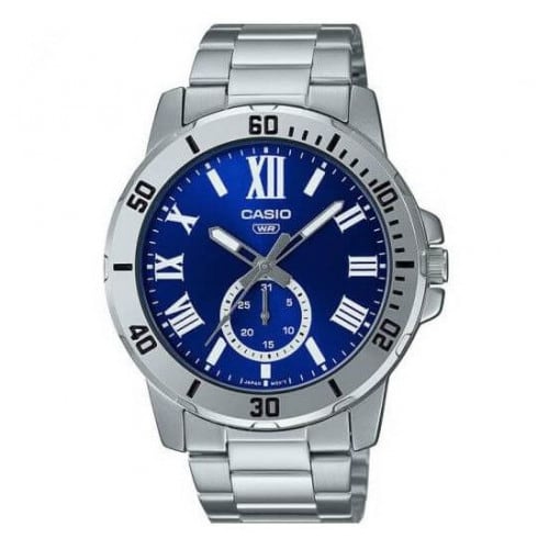 Casio – Avec dateur sous forme de petite seconde – Cadran bleu – Bracelet en acier inoxydable – MTP-VD200D-2B Casio – Avec dateur sous forme de petite seconde – Cadran bleu – Bracelet en acier inoxydable – MTP-VD200D-2B