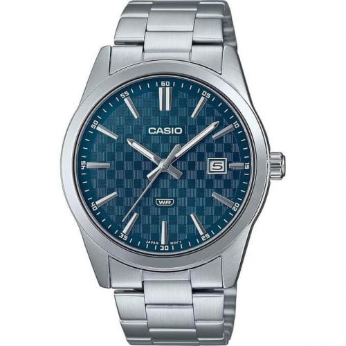 Casio – Montre fond bleu avec dateur pour hommes – Bracelet en acier inoxydable – MTP-VD03D-2A2 Casio – Montre fond bleu avec dateur pour hommes – Bracelet en acier inoxydable – MTP-VD03D-2A2