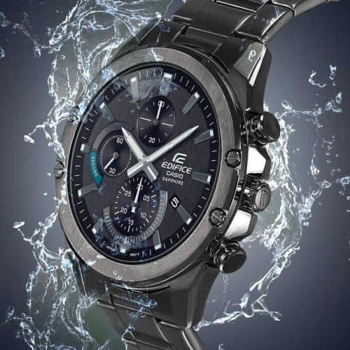 Casio – Noir – Tout en acier inoxydable – Verre saphir anti-rayure – Édifice Collection – EFR-S567DC-1AV