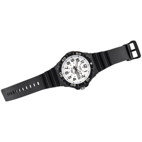 Casio – Montre pour hommes cadran blanc chiffres noirs – Bracelet en silicone noir – MRW-200H-7BVDF Casio – Montre pour hommes cadran blanc chiffres noirs – Bracelet en silicone noir – MRW-200H-7BVDF